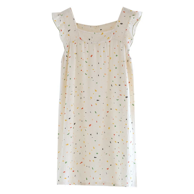 Print Dot Sling Sleeping Dress For Women Summer Square Neck Sleeveless Female Home Nightgown 2024 Simple Casual Comfort Pajama