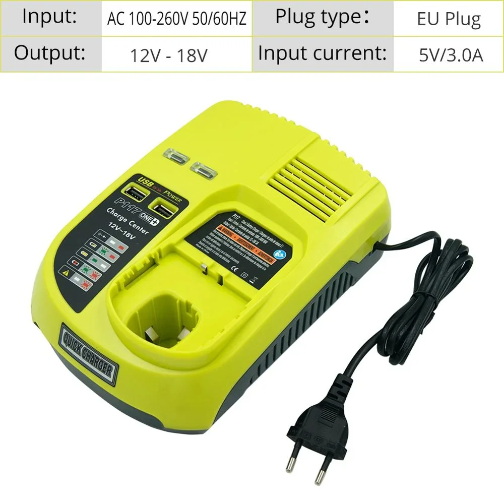 Hight quality 3A 12V 14.4V 18V Battery Charger Rechargeable For Ryobi P117 Battery Pack Power Tool Ni-Cd Ni-Mh Li-Ion