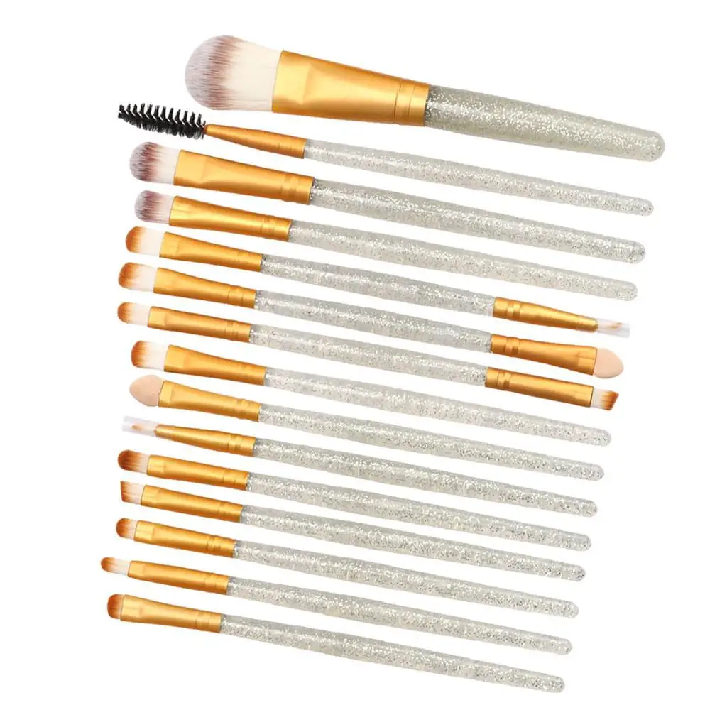 Makeup Brush Set 15 in 1 Premium Nylon Fiber Facial and Eyeshadow Brushes for Women Beauty Tools