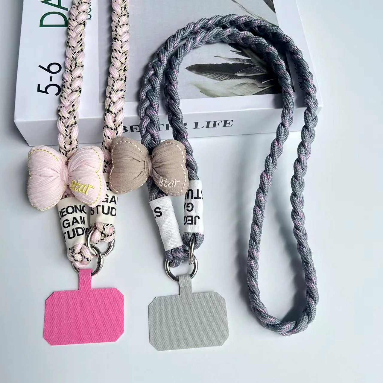 

Hand Woven Fried Dough Twists Lanyard Fixed Card Color Contrast Diagonal Shoulder Lanyard Mobile Phone Lanyard Durable Lanyard