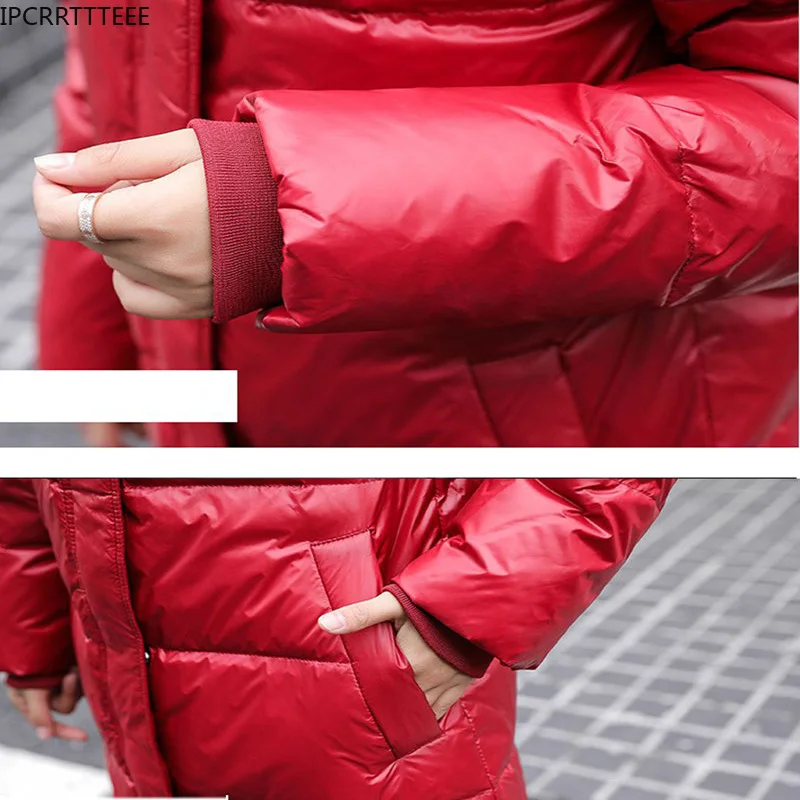 Down Jacket Women Long Hooded Warmth Winter 2022 New Loose Jacket Thick Black Three-Proof Winter Coats