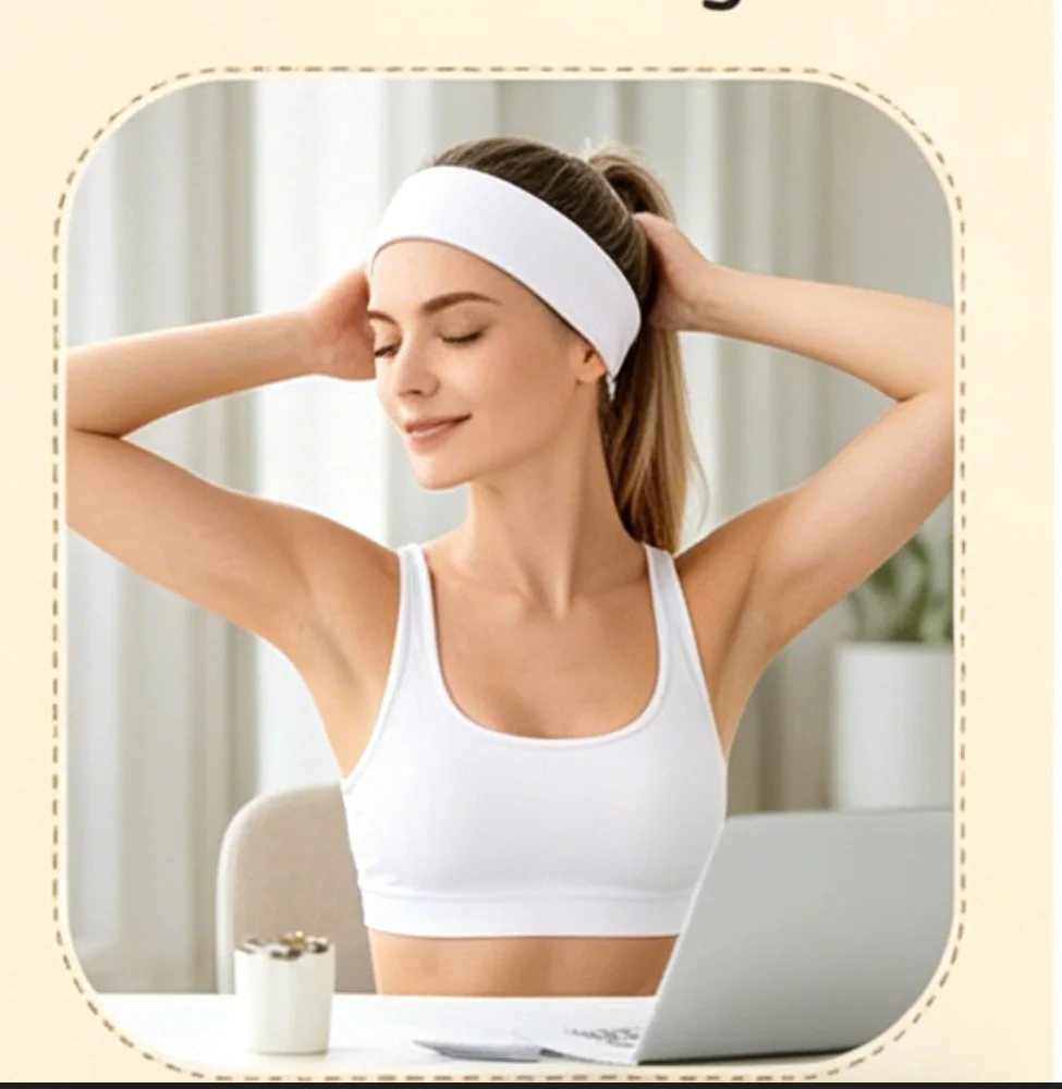 Women White Elastic Yoga Headband Soft Non-slip Sweat Absorbing Hairband Face Wash Makeup Sports Headscarf Autumn Winter Outdoor College Party Travel Hair Accessories