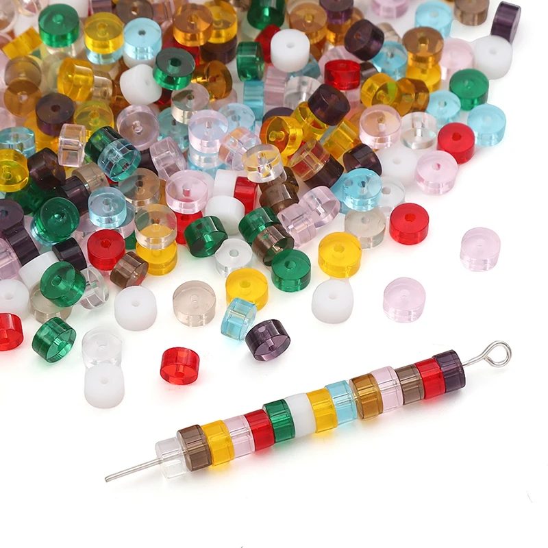 

20-50Pcs/Lot Multicolor Flat Round Shape Glass Beads 2x4mm Loose Spacer Beads For Handmade DIY Bracelet Jewelry Making Materials