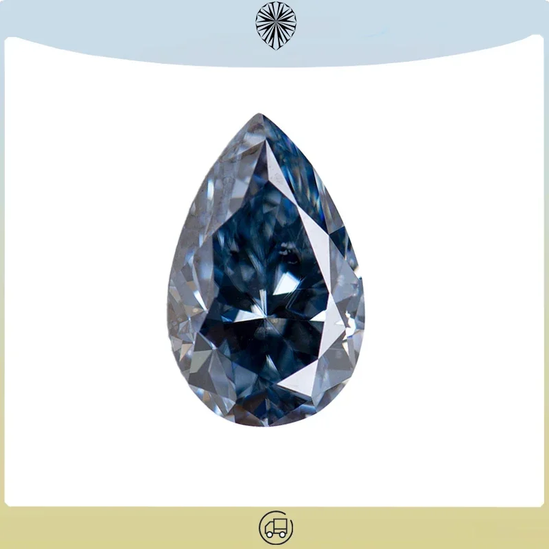 

Moissanite Stone Pear Cut Gray Colour Lab Created Diamond Gemstone Advanced Jewelry Making Materials with GRA Certificate