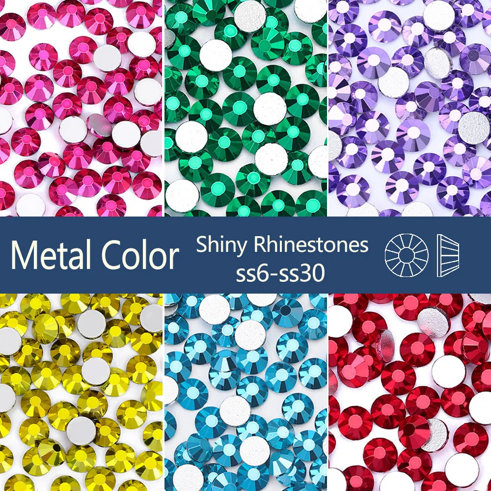 

Mine Color SS6-SS30 Super Glitter Glass Flatback Crystal Silver Back Non Hotfix Rhinestones for Make Up Nail Charm страз