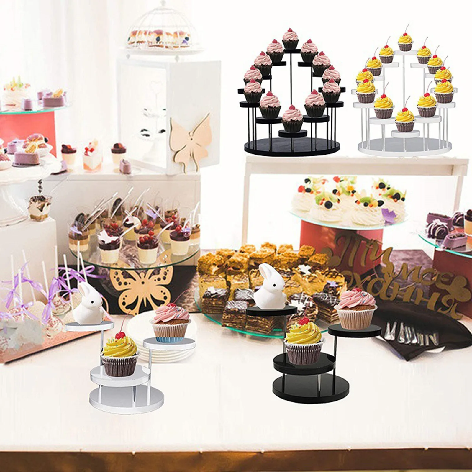 Multi-Tiers Clear Tower Holder for Dessert Anti-slip Acrylic Cupcake Tower Display Bar Party Decor Christmas Wedding Party Decor
