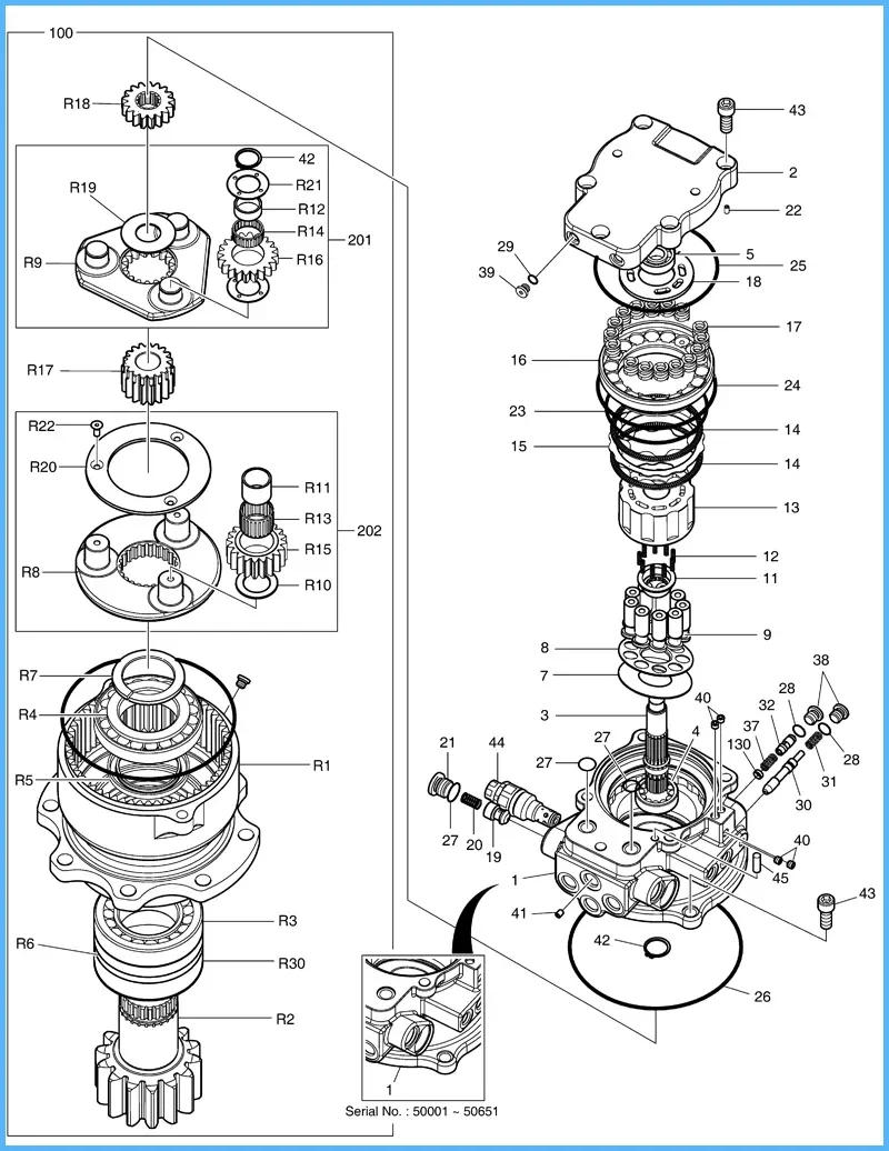 Assy NO 1 100502-00233 with Sun Gear K9006194 for Swing Gearbox Reduction Fit DOOSAN DX55 DX55W DX60 DX60R DX62R-3