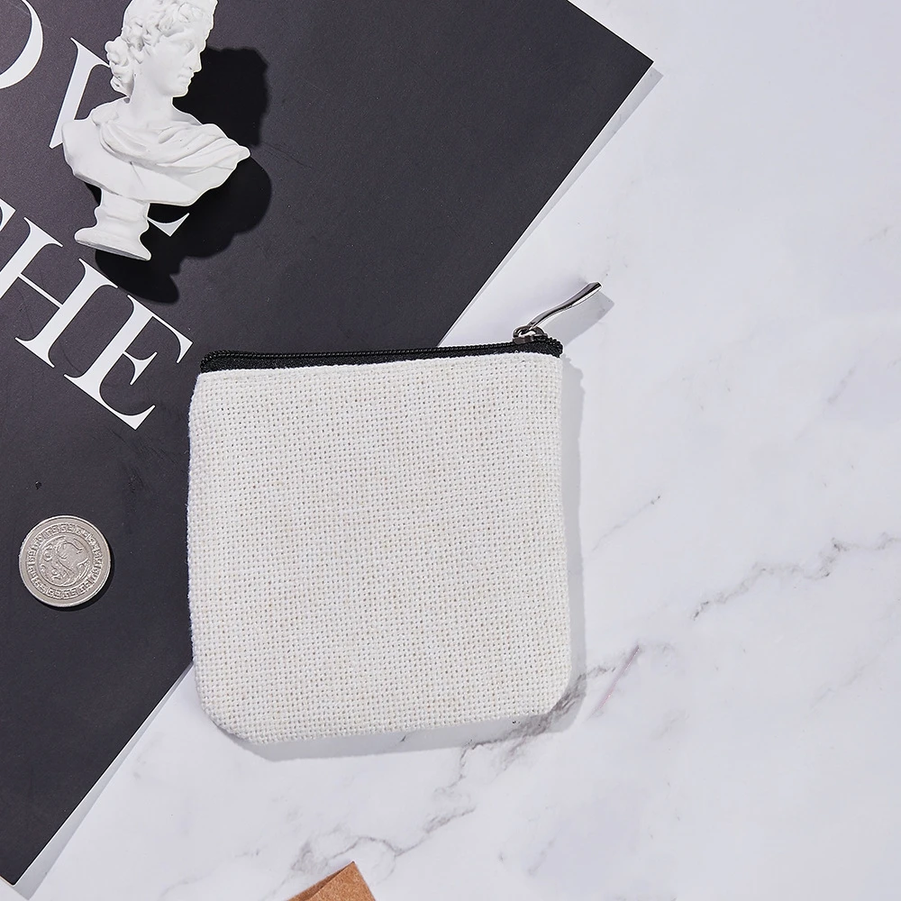 Thermal Sublimation Blank Linen Storage Bag For Custom Design Wristlets Coin Purse  Linen Change Pocket With Zipper