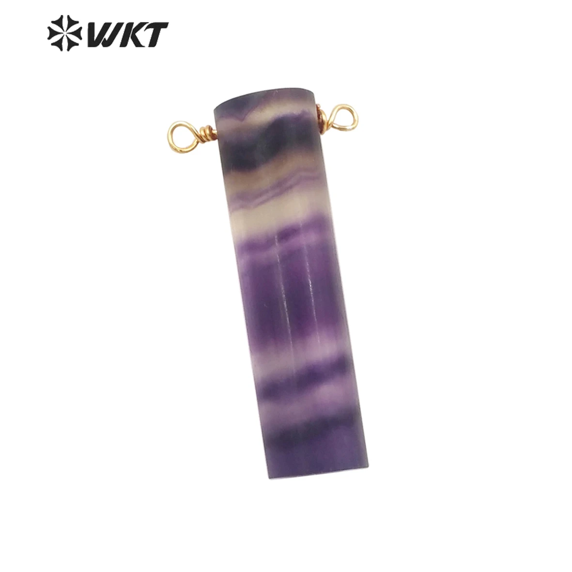 WT-P1806 WKT Delicate Natural Stone Pendant Slim Cylinder Shape Colorful Fluorite Rainbow Color Charms Women Birthday Gift