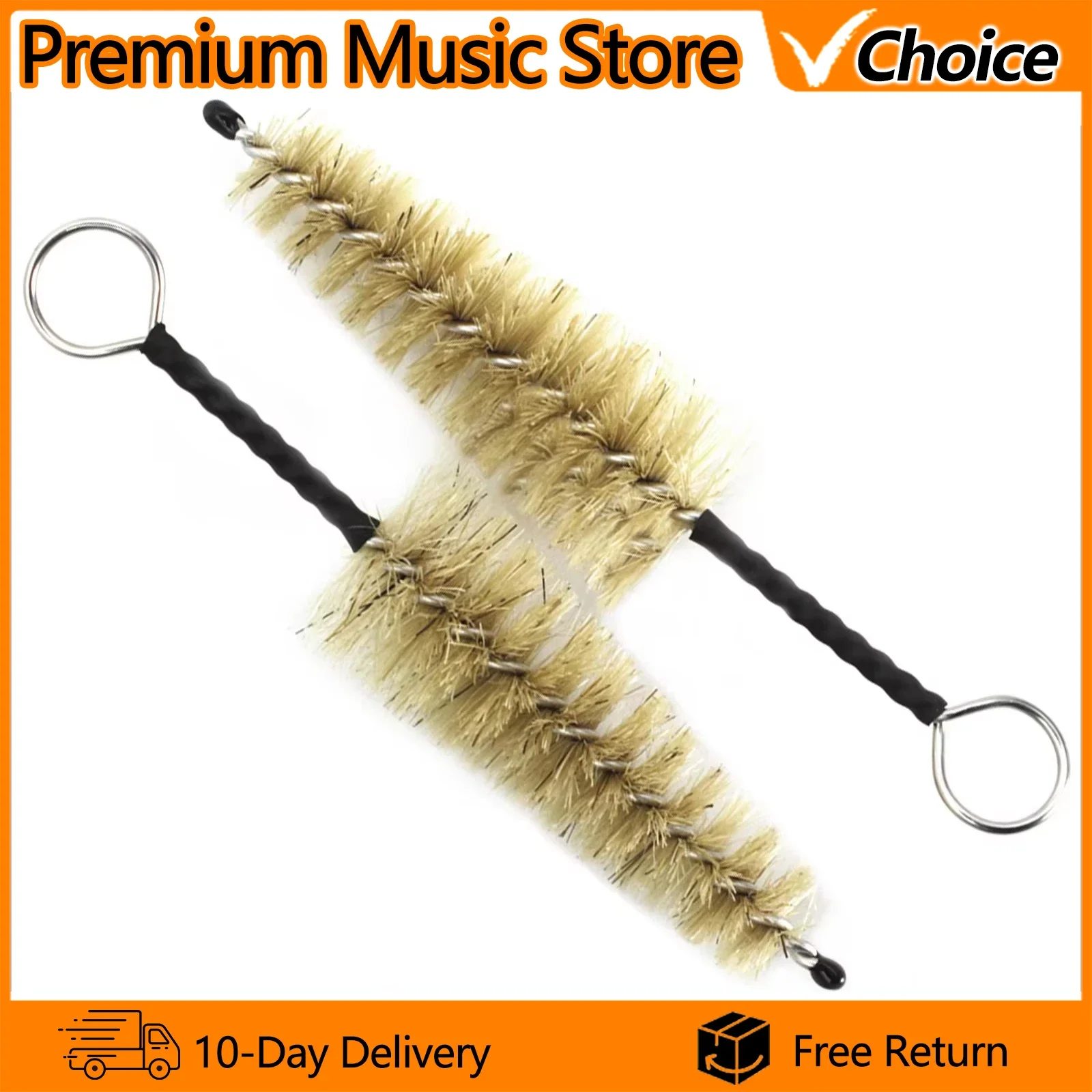IRIN Mouthpiece Cleaning Brush 2 Pcs Wind Instrument Brown Natural Mane Brush for Saxophone Clarinet Trumpet Flute Accessories