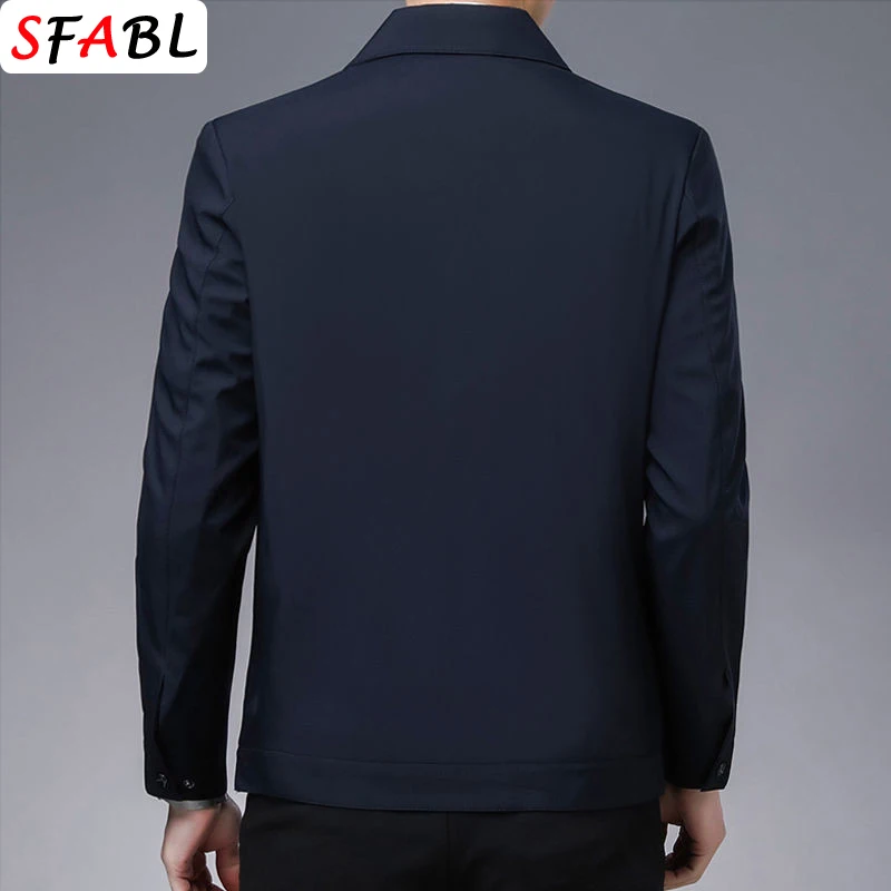 New Brand Men\'s Jacket Turn-down Collar Men\'s Jacket Business Casual Solid Color Jacket for Men Work Coat 2023 Spring Autumn New