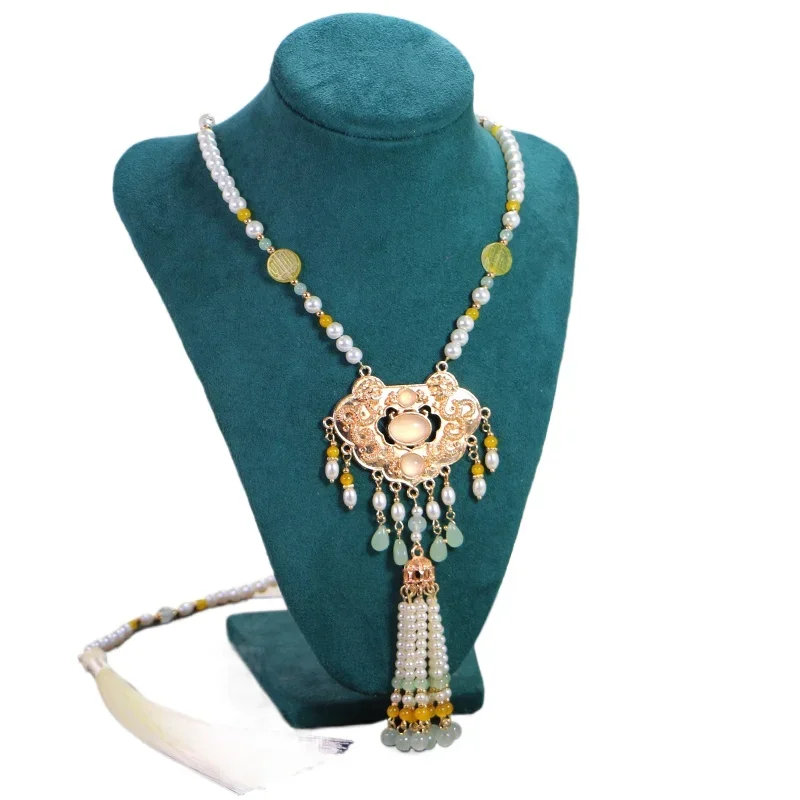

Аксессуары для платья лошади Hanfu, новое китайское ожерелье в национальном стиле, длинная цепочка для свитера с мягкой жемчужной бахромой Ruyi