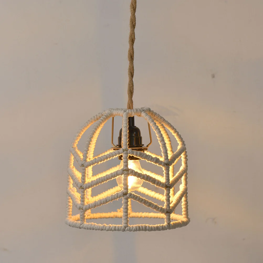 

Cotton Rope Woven Pendant Lamp Shade Handwoven Rustic Hanging Ceiling Light Cover Bohemian Home Decor Indoor Light Cover
