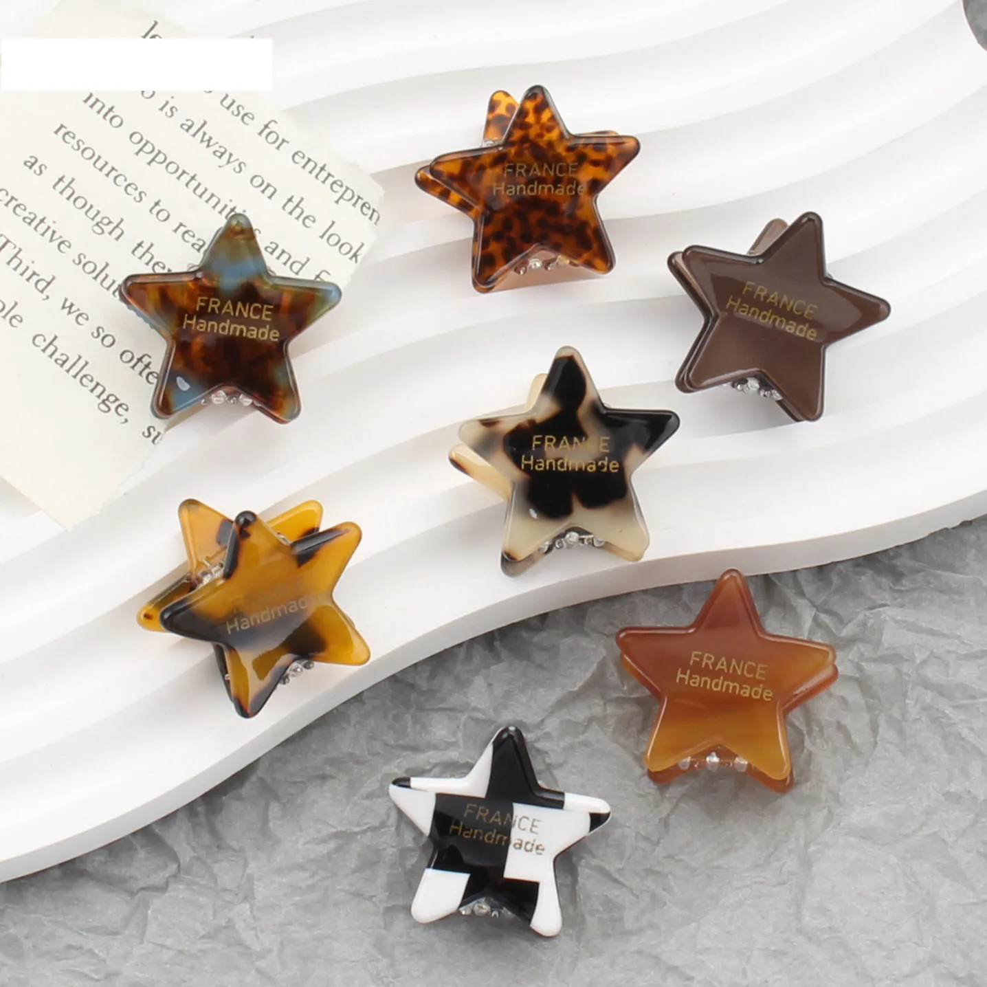 S3683 Sweet Acetic Acid Star Hair Clip Women Girls Grab Clip Mini Side Bangs Clip Back Head Braid Clip Barrette Hair Accessories