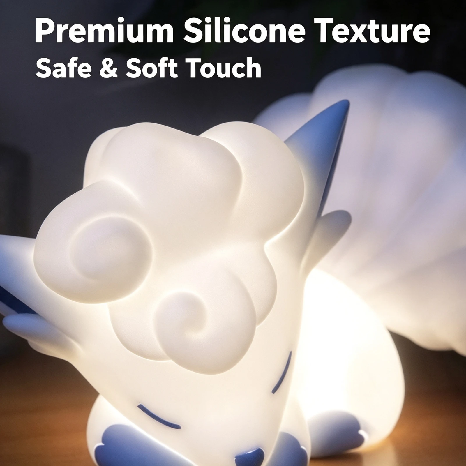 Pocket Elfs Luminous Ornament LED Night Lighted Alolans Vulpixs Tap Control Silicone Touch Lamp Cute Figure, Bedroom Decor Gift