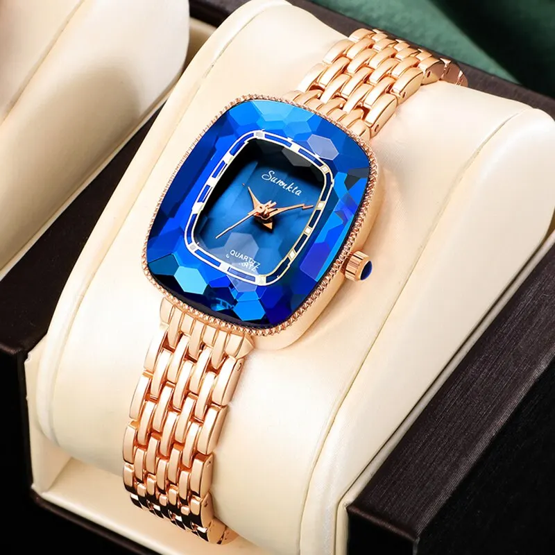 Gold Watch Ladies Square Women Watches Top Brand Luxury Golden Quartz Stainless Steel Waterproof Wrist Watch Reloj Mujer
