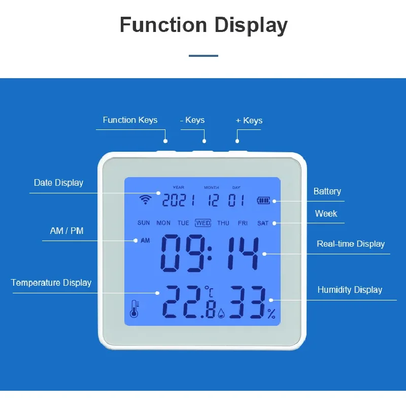 Imagem -02 - Zigbee-sensor de Temperatura e Umidade sem Fio Despertador Retroiluminação Monitoramento Remoto Higrômetro