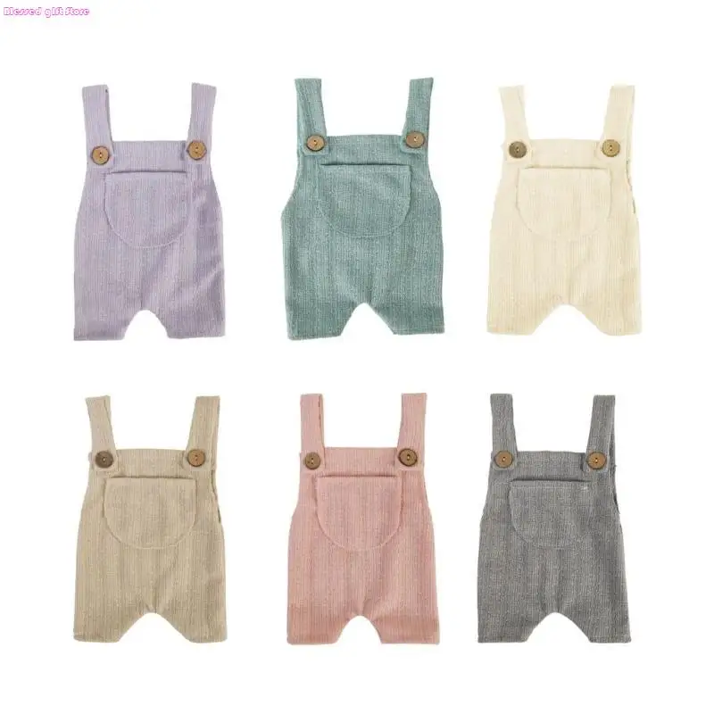 D0JC Baby Unisex Romper Photo Costume Front Pocket Jumpsuit 0-1M Infant Photo Outfit