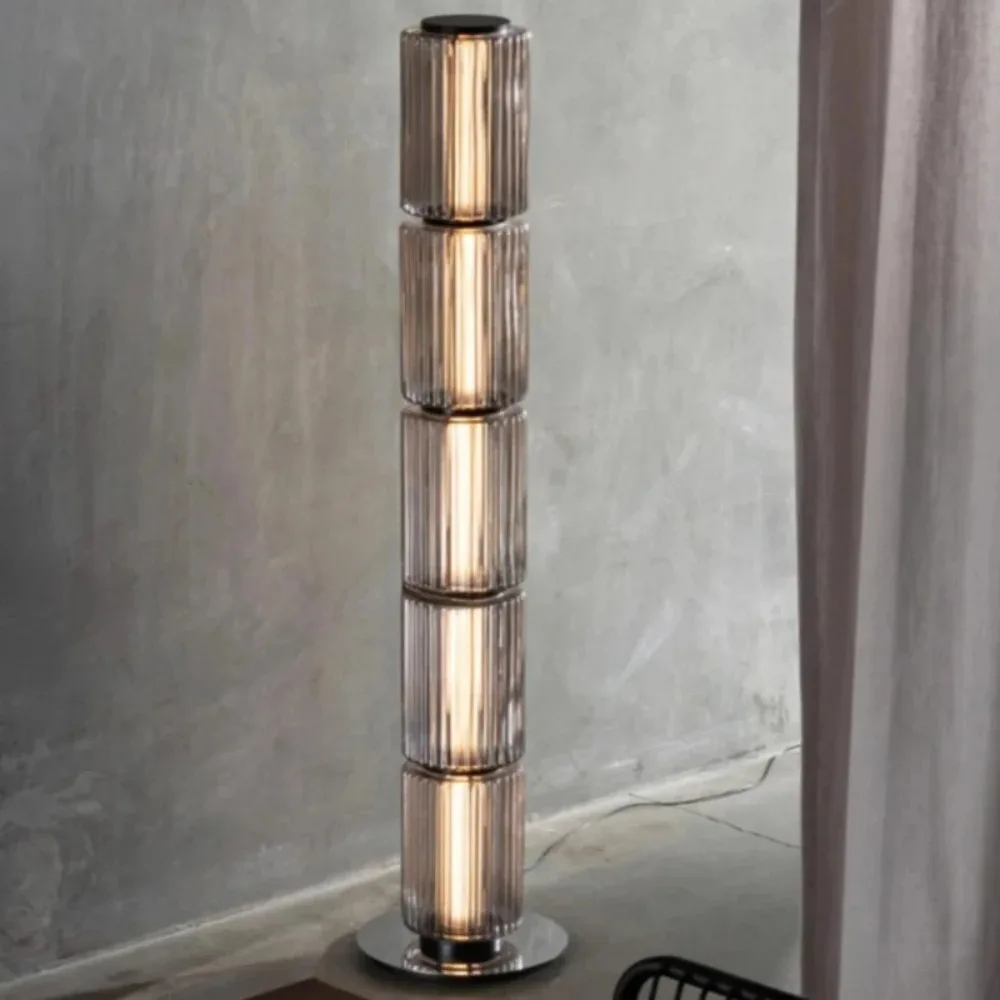

Column Floor Lamp Designer Art Glass Tall Standing Lamp For Indoor Living Room Bedroom Nordic Led Long Strip Sunlight Floor Lamp
