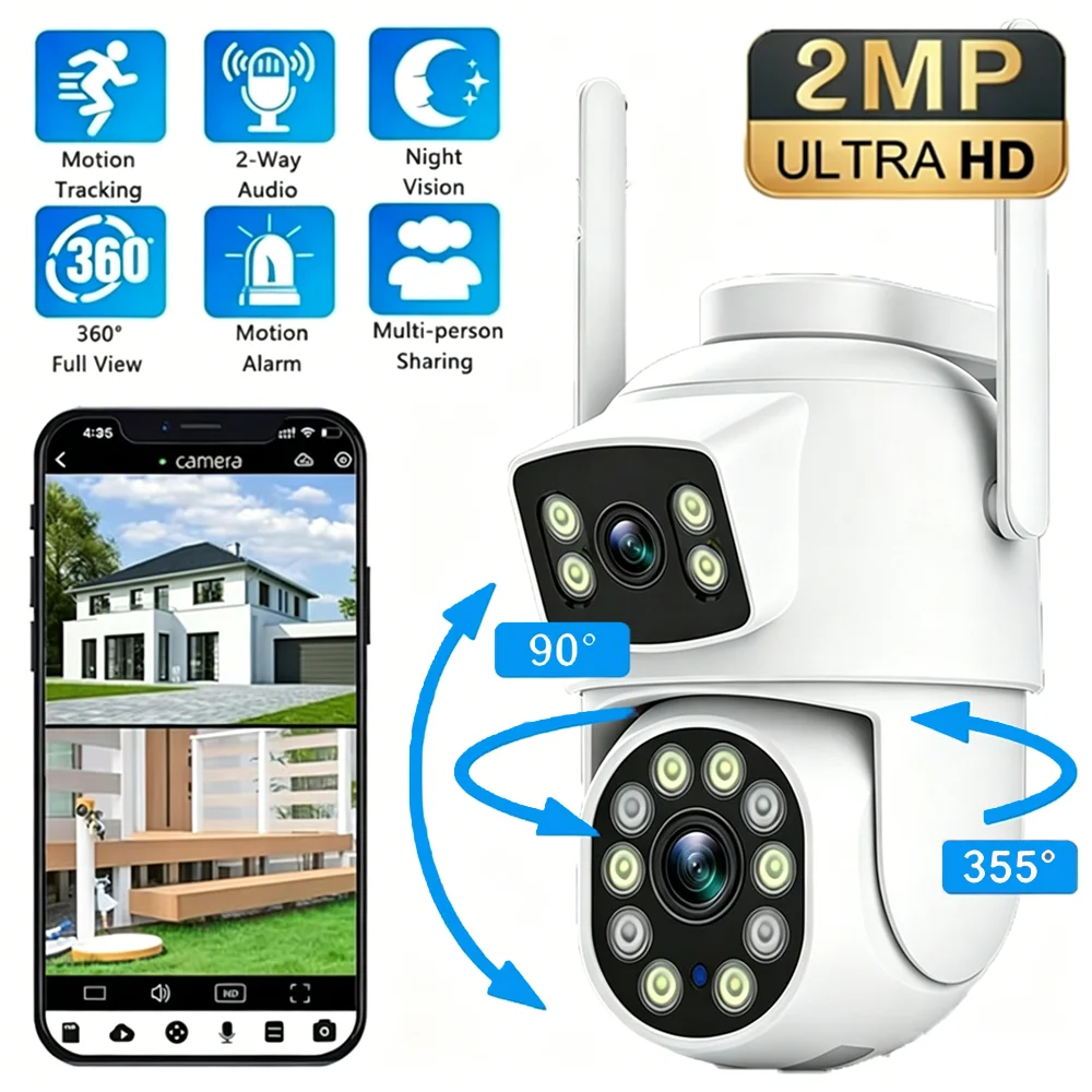 

2K 2MP Dual Lens PTZ WIFI Binocular Camera Full HD Dual Screen Ai Human Auto Tracking Outdoor Security Video Surveillance Camera