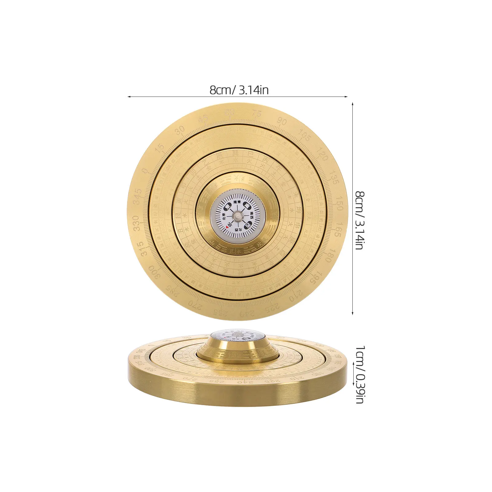 Mini Portable Bagua Compass Copper Feng Shui Ornament Spinning Traditional Luo Pan For Wealth Camping Backpacking