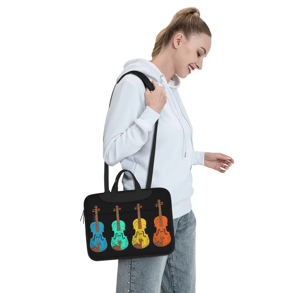 Bolsa retrô vintage para laptop para Macbook Pro Air, capa protetora para computador, bolsa para notebook crossbody, violino, 13 polegadas, 14 polegadas, 15,6 polegadas