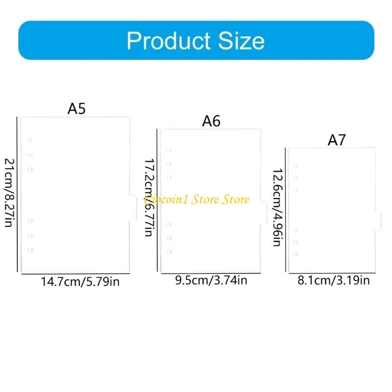 A3PC 6 Hole Binder Divider met labelruimte voor 6 ringen Binder Notebook Journal