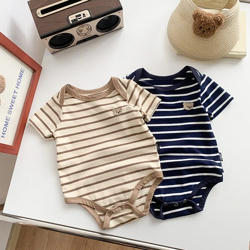 Ircomll 2 Pcs Newborn Thin Baby Boys Bodysuits 2026 Summer Plaid Cotton Toddler Clothes Newborn Short Sleeve Onesies Clothing