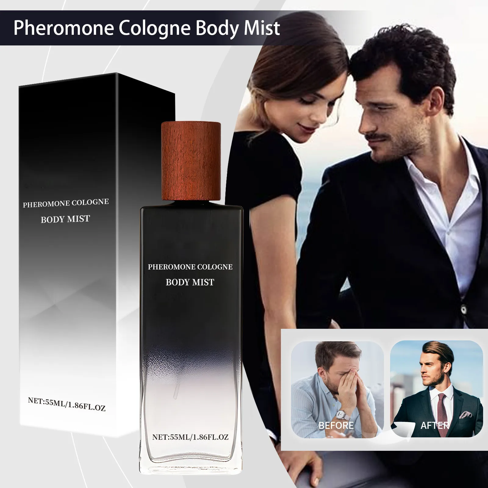 Pheromone Cologne Body Mistmen\'S Perfumepheromone Perfumeunique Aroma Moleculesattraction55ml