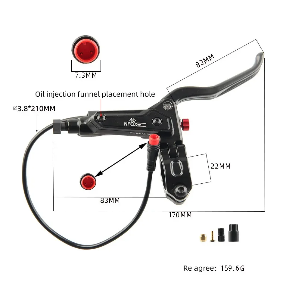 NFOX 2A New GT267 Oil Disc Power Off Brake Handle 3-pin Suitable for Electric Skateboarding Bicycle 2-pin Handle Rod Accessories