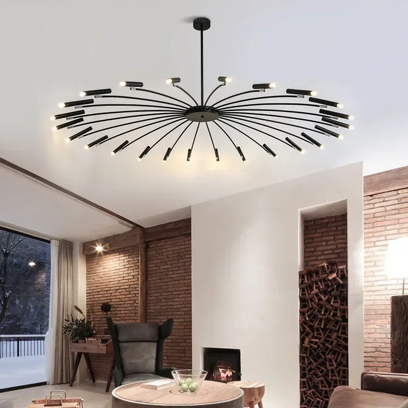 

Nordic Postmodern Minimalist Creative Personality Living Room Dining Room Lighting Atmospheric Art Adjustable Circular Chandelie