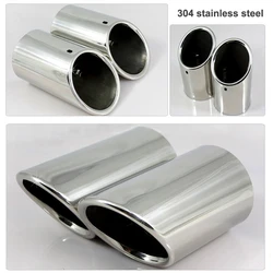 1 Pair 76mm Stainless Steel Car Exhaust Muffler Tip Pipes Covers For VW Volkswagen CC 2011-2015 Exhaust Systems Accessories