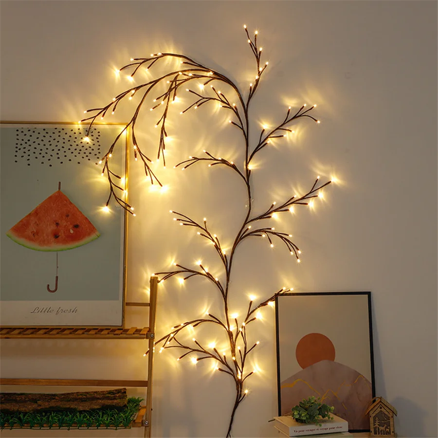 2.3M 144 LED Willow Vine String Lights EU/US Plug Flexible DIY Fairy Lights Garland for Christmas Wedding Party Wall Decoration