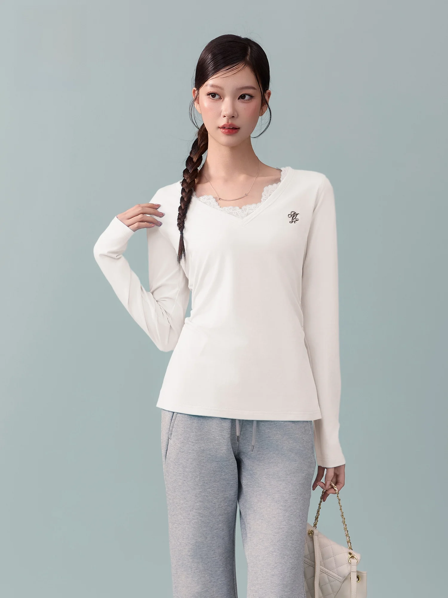 

Женская облегающая футболка Moster Timnothy Spring Original с кружевными вставками и длинным рукавом, сексуальная базовая футболка для девушек, нижнее белье из смесового хлопка