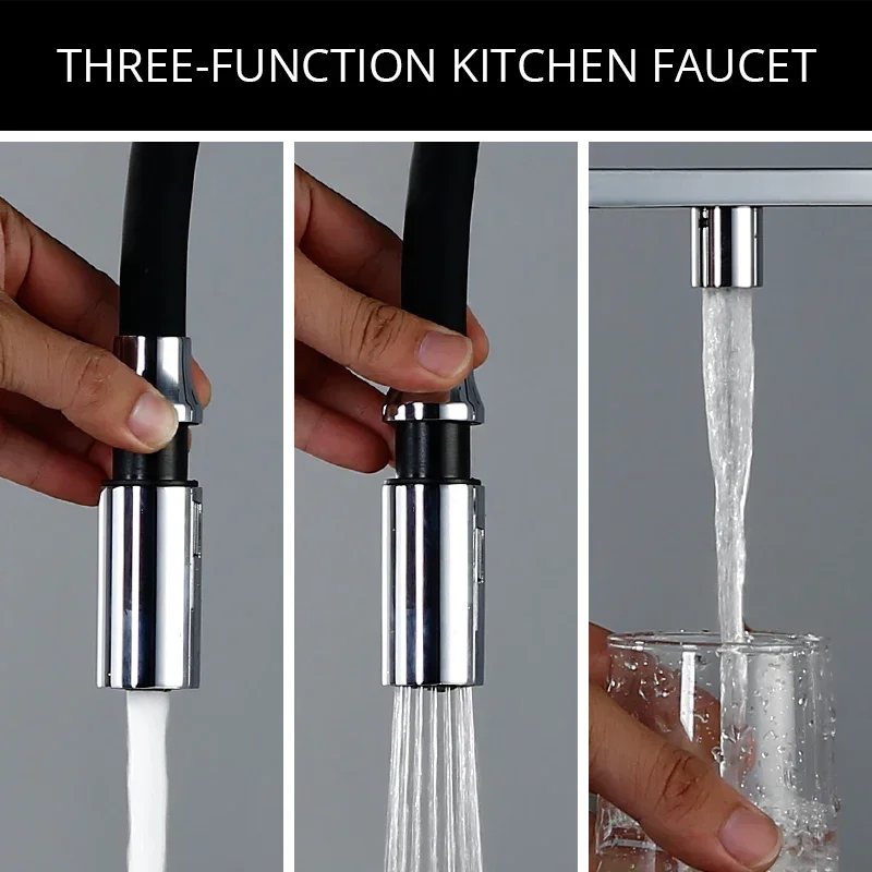 Bagnolux Copper Kitchen Faucets Chrome Kitchen Sink Black hose  Mount Pull Down Dual Sprayer  Nozzle  Mixer Water Taps view 4
