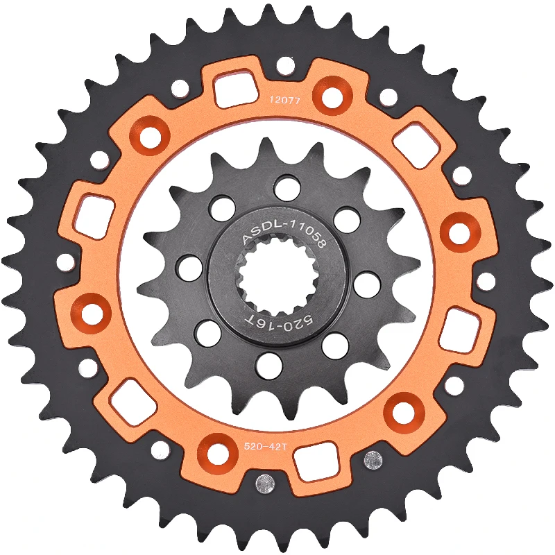 

520 42T 16T Motorcycle Steel Aluminum Composite Front Rear Sprocket Kits For KTM 701 400 Duke 625 LC4 690 SMC 690 SMC R