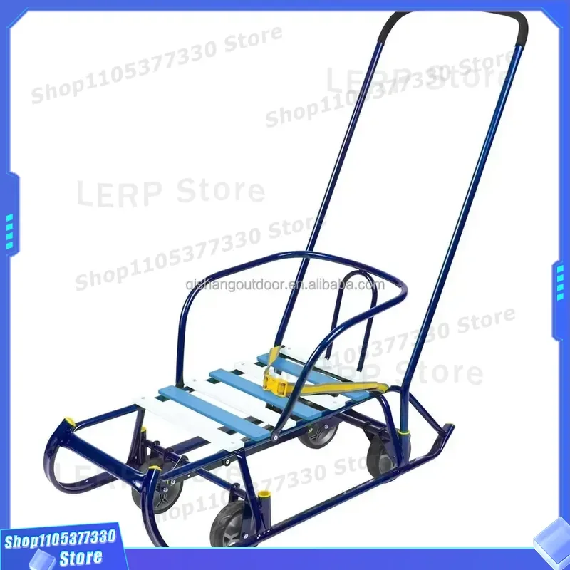 Lightweight Durable Plastic Kids Toboggan Sled with Pull Rope and Brake for Winter Snow Fun Outdoor Children Sledding Tube