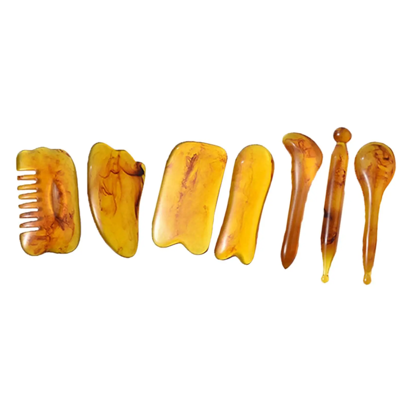 Ferramentas de raspagem Gua Sha Conjunto de resina natural para levantamento da pele Raspador de pedras de barra de tração