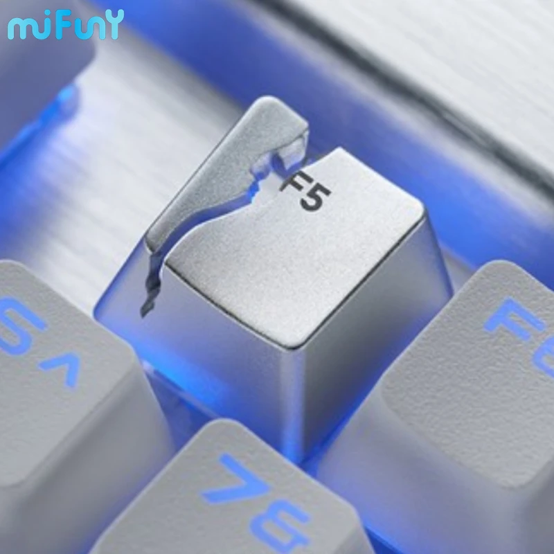 MiFuny F5 Rotten Keycap Refreshes Titanium Aluminum Alloy Metal Transparent Keycaps for Mechanical Keyboard Accessories Gifts