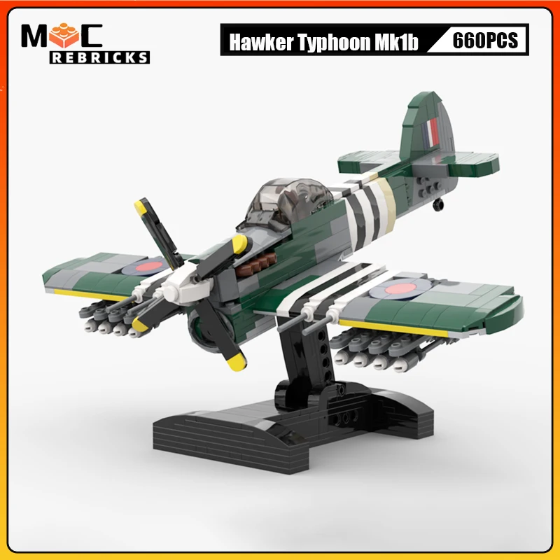 WW II Military Weapons Building Block Series Air Force Hawker Typhoon Mk1b Fighter MOC Bricks Aircraft Model Boys Toy Gifts