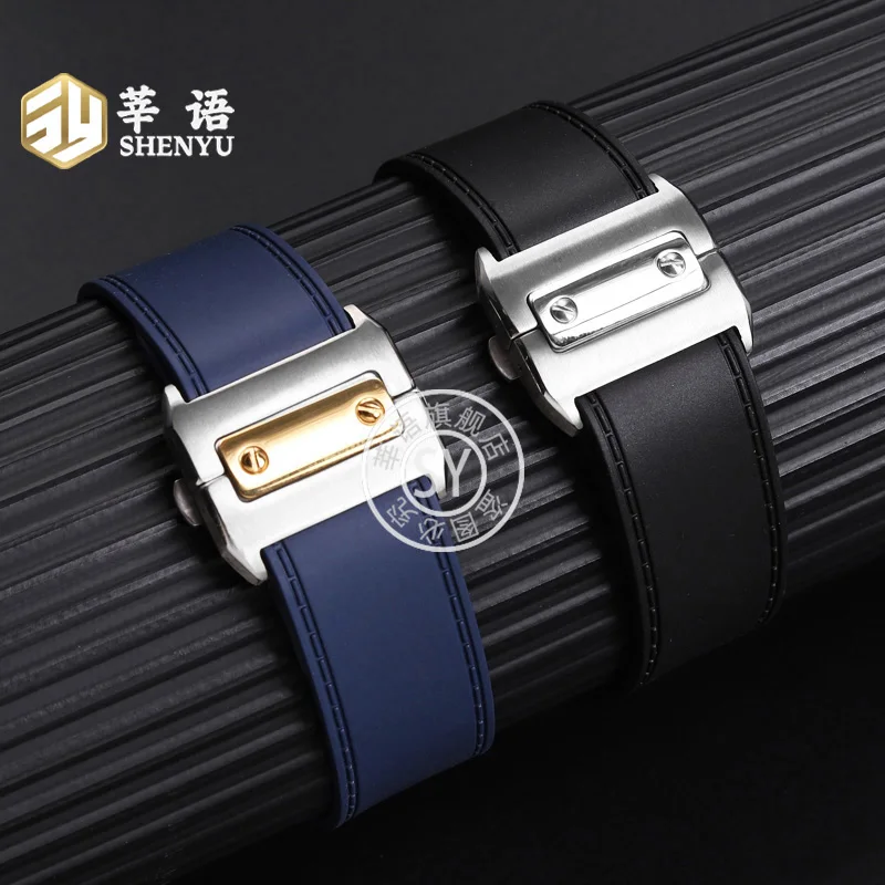 حزام ساعة Shenyu-مطاط للرجال والنساء ، حزام ساعة اليد ، سوار المعصم ، سيليكون مقاوم للماء ، كارتييه ، السيدات ، 25 ، 23