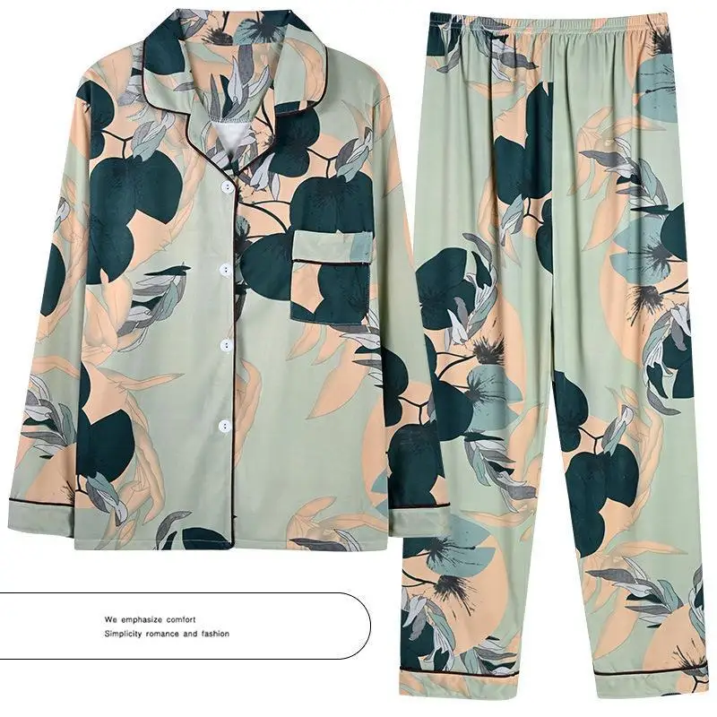 

Pajamas New Women's Spring, Autumn and Winter Homewear Suit Ladies Long-Sleeved Cardigan Cute Cartoon Leisure Pajamas Homewear