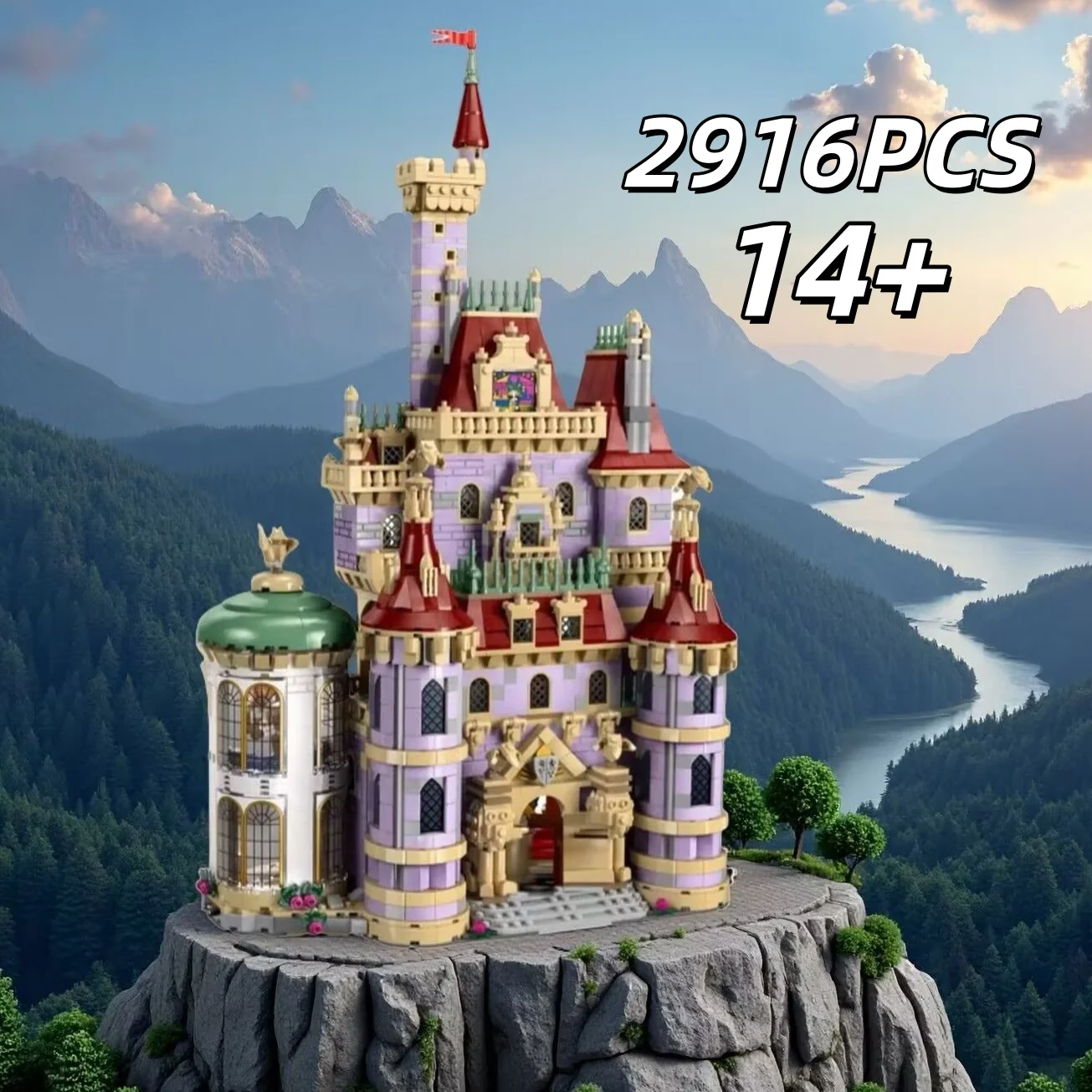 2025NEW 43263 Schoonheid en Het Beest Kasteel Monteren 2916 STKS Baksteen gebouwd Model Home Decor Beeldjes voor Volwassenen Geschenken voor Meisjes