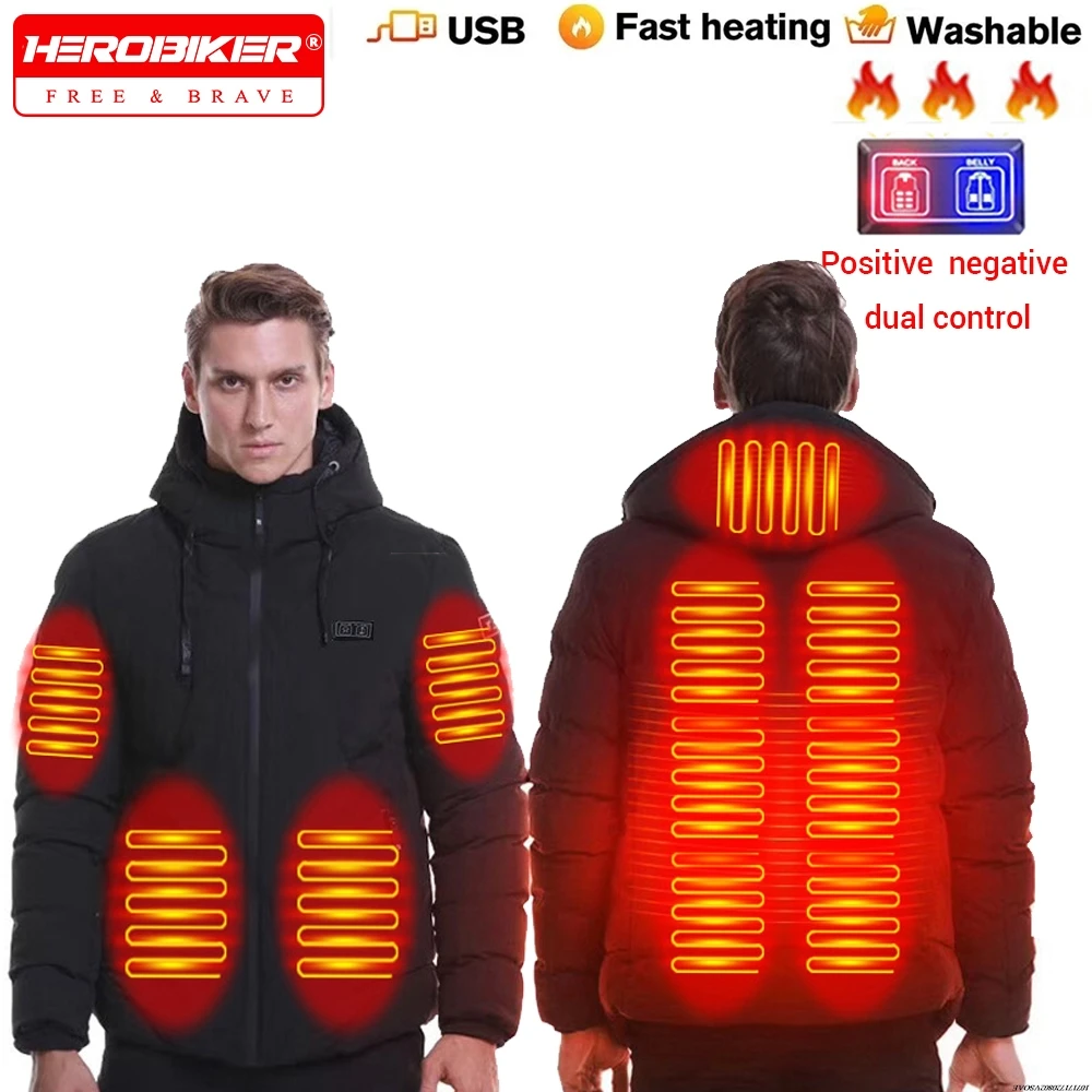 

﻿Winter Thermal Hoodie Heated Jacket Unisex Winter Warm 13 Areas Heated Jacket Motorcycle Riding Ski Hiking for Outdoor Sports