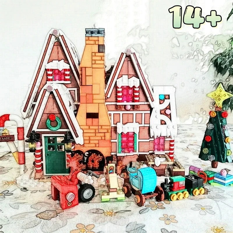 

Новогодний домашний декор FIT 10267: Семейный домик с имбирными фигурками, конструктор, игрушки-елочки для сборки, подарки на день рождения и Рождество