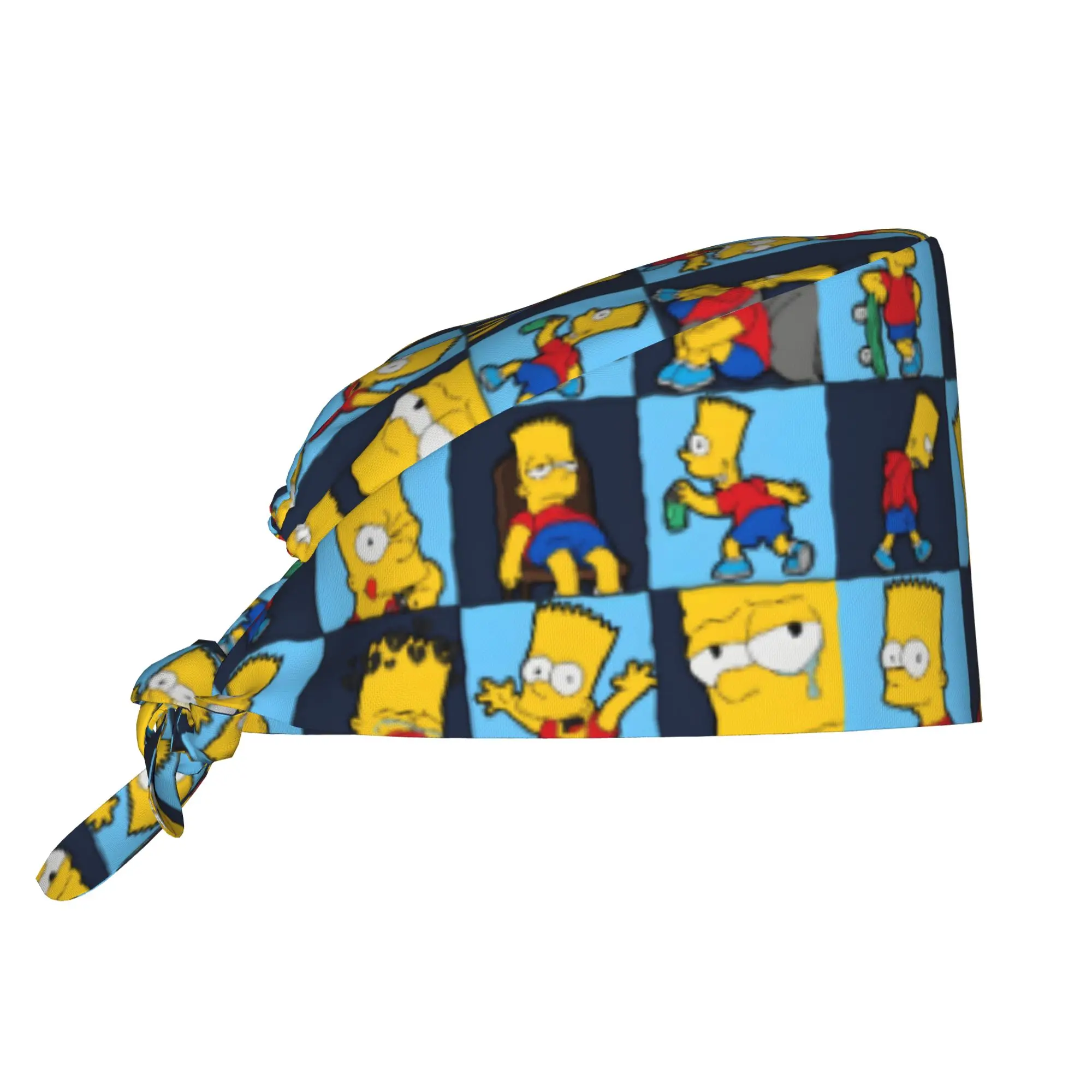 S-Simpsoned Cartoon Nursing Work Cap Surgical Scrub Caps Nursing Hair Hats Homer Manga Work Scrubs Hat for Hospital Pharmacy