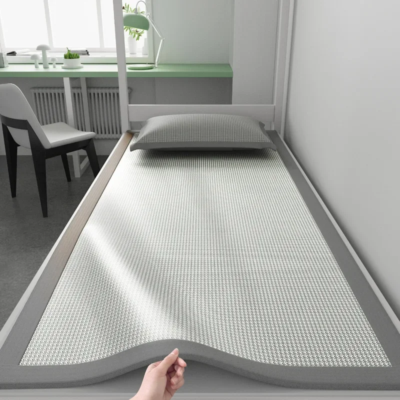Ice Silk Cooling Mat Houndstooth Foldable Machine Washable Portable for Student Dorm Single Double Bed Air Conditioner Compact