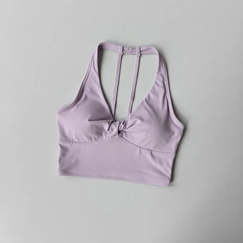 Geknoteter stoßfester Sport-BH mit festen Cups, dünnen Trägern, schönem Rücken, Yoga-Kleidung, Weste, Laufweste, Fitness-Bekleidung, BH für Damen – Detail 5