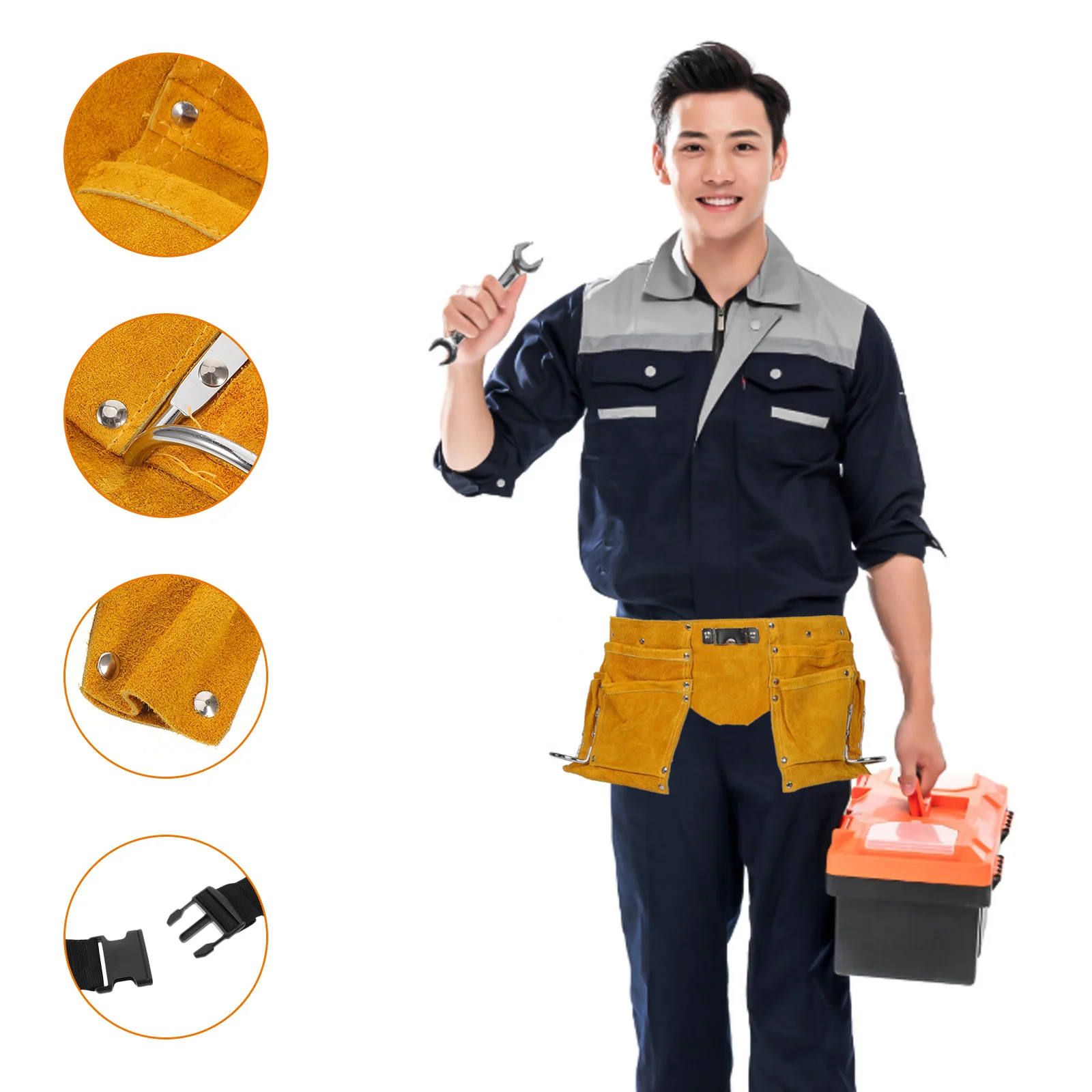 전기 기술자 도구 벨트 파우치 이중 수납 공간 다중 포켓 허리 도구 정리함 (정비공, 엔지니어, 건설 노동자용)