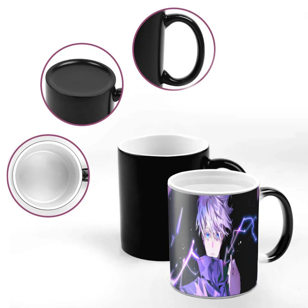 Jujutsu Kaisen Gojo Satoru Creative Ceramic Coffee Mugs Heat Color Changing Milk Tea Cup Colorcup For Birthday Gifts